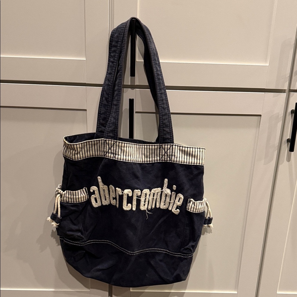 Abercrombie & Fitch Dark Blue Tote with White Accents